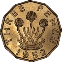 Thrift on a threepenny bit coin